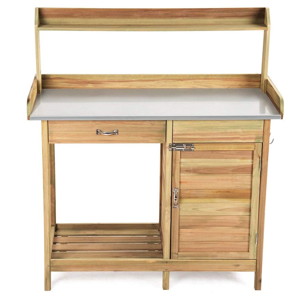 Workbench Woodworking - Garden Wooden Work Station Potting Bench