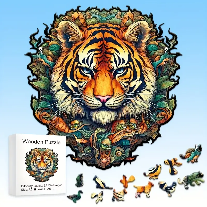 Tiger Wooden Jigsaw Puzzle, Un - مراجعة Woodworking Jigsaw وسعره