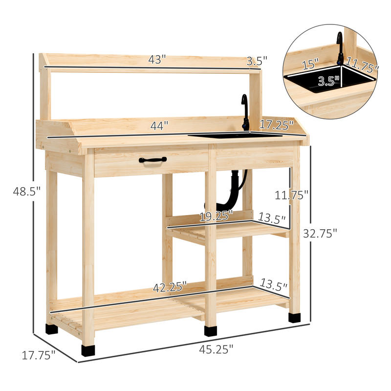 Potting Bench Table, Outdoor G - مراجعة Workbench Woodworking وسعره