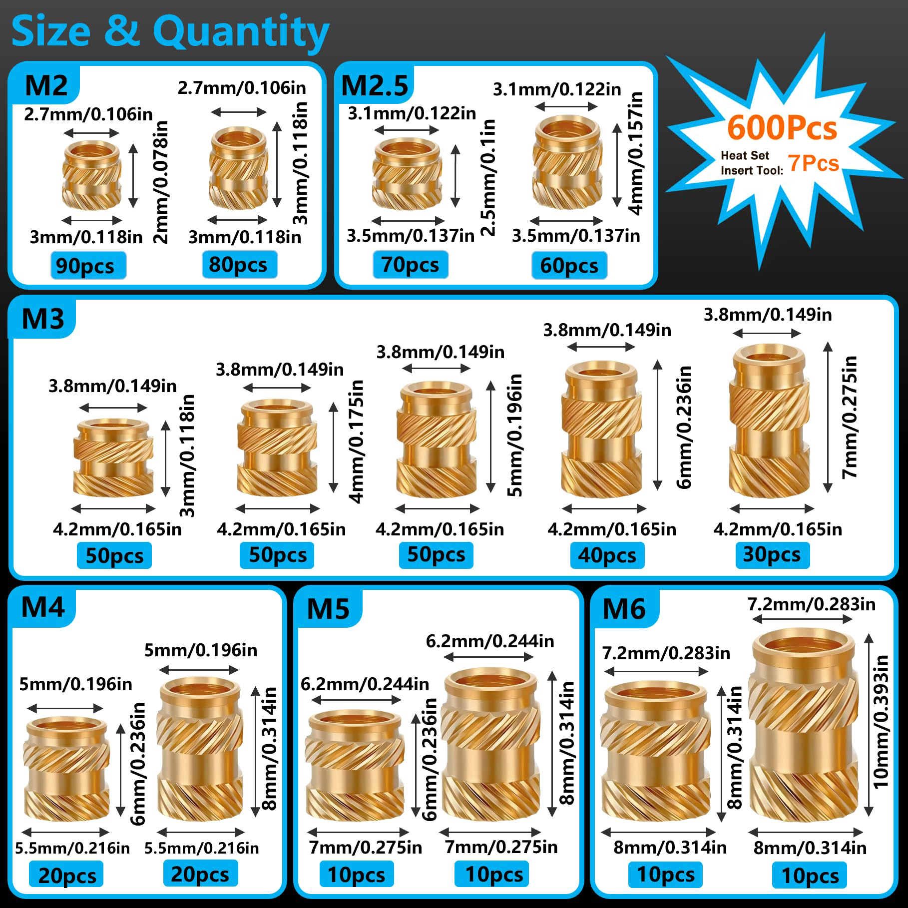 600Pcs M2-M6 Brass Threaded In - مراجعة Woodworking Tool Stores وسعره