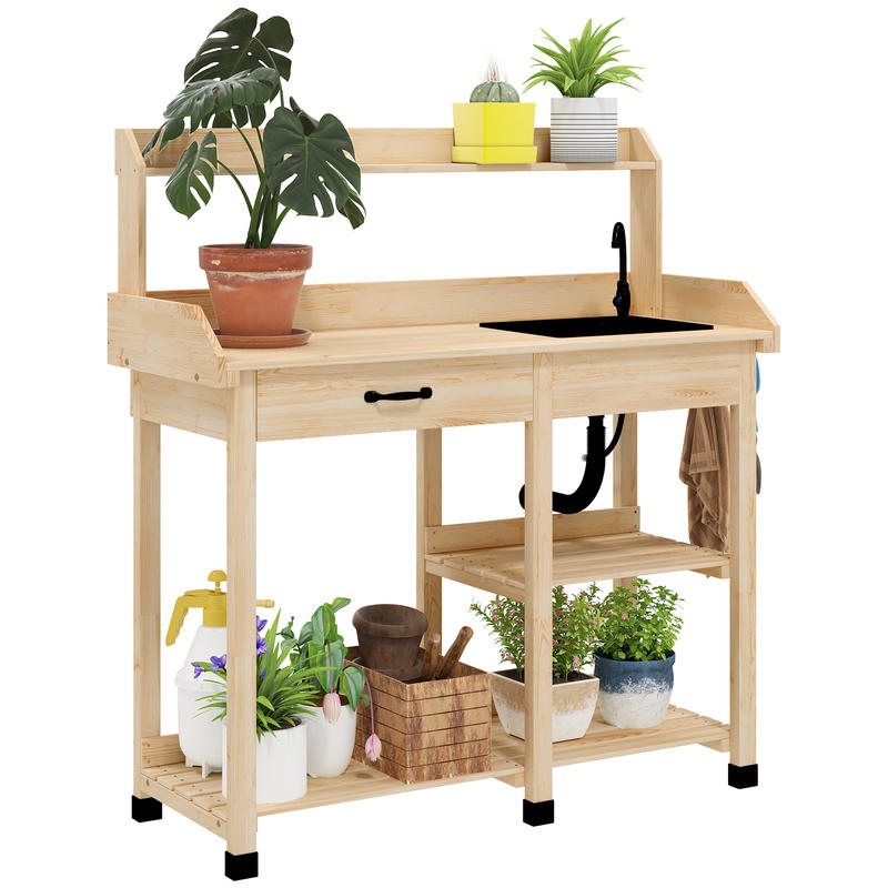 Outsunny Potting Bench Table,  - مراجعة Workbench Woodworking وسعره