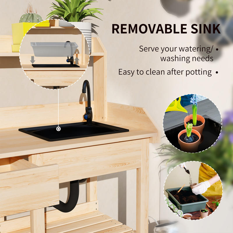 Outsunny Potting Bench Table,  - مراجعة Workbench Woodworking وسعره