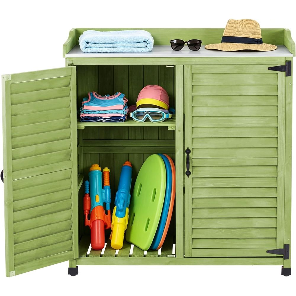 Outdoor Potting Bench with Met - مراجعة Workbench Woodworking وسعره