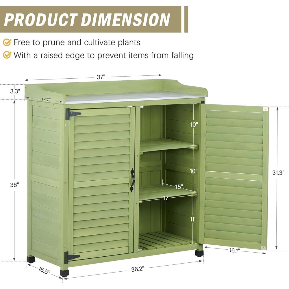 Outdoor Potting Bench with Met - مراجعة Workbench Woodworking وسعره