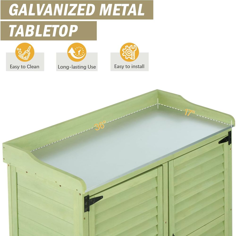 Outdoor Potting Bench with Met - مراجعة Workbench Woodworking وسعره