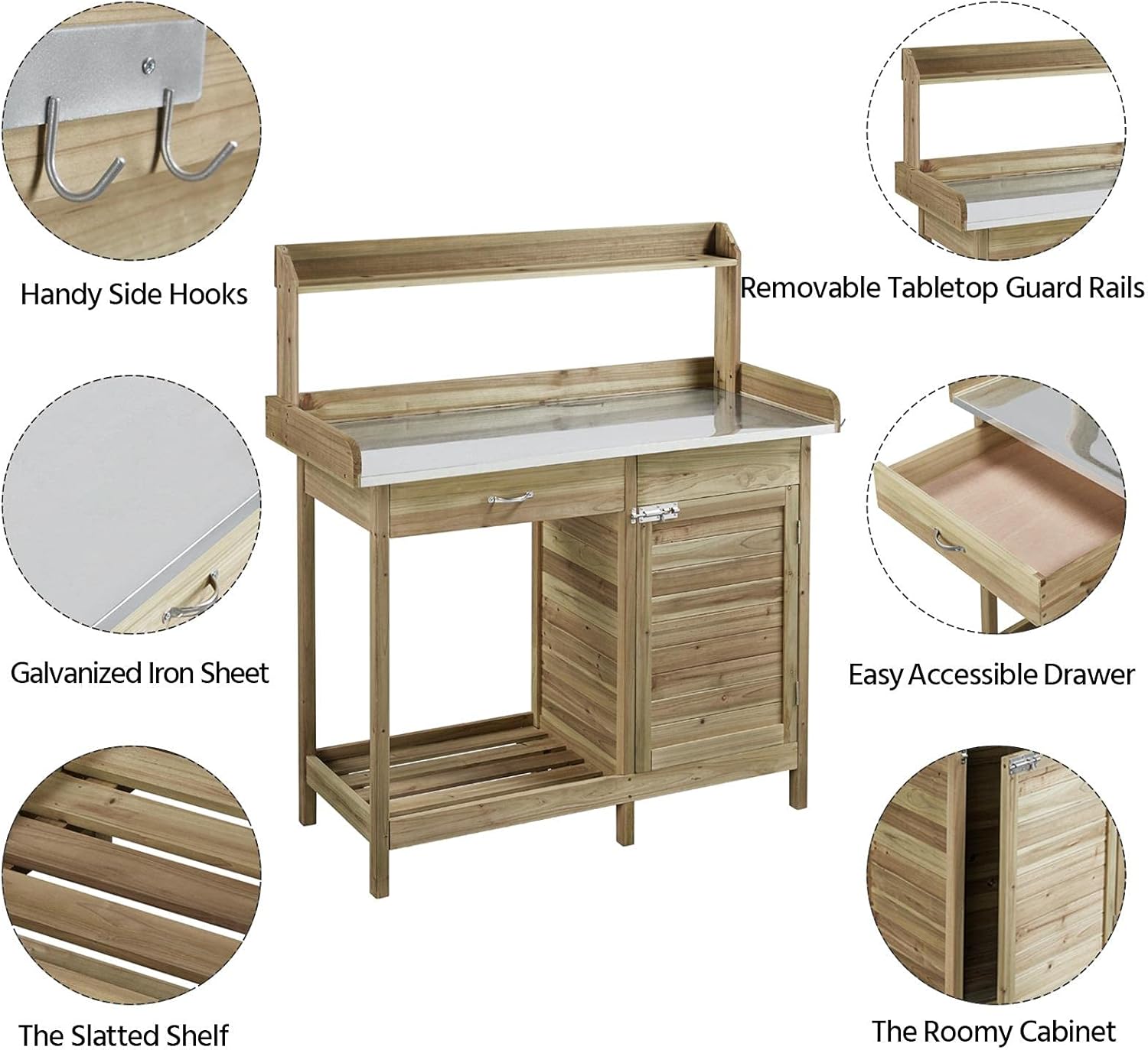 Outdoor Potting Bench Table, G - مراجعة Workbench Woodworking وسعره