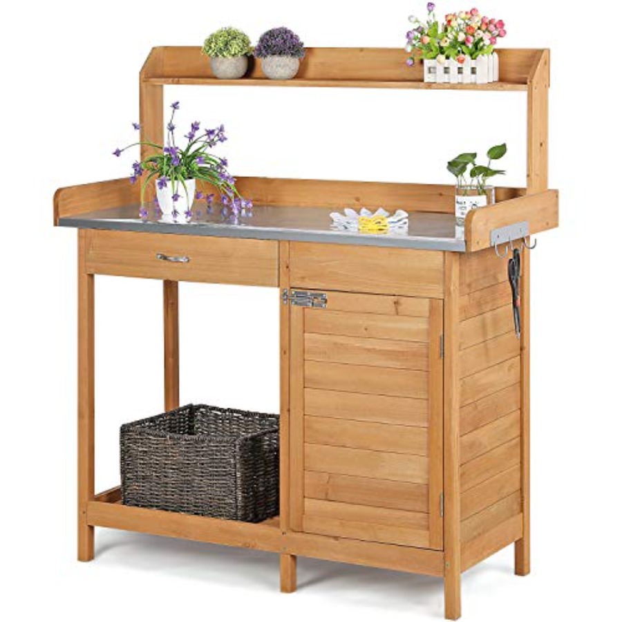 Outdoor potting bench table wo - مراجعة Workbench Woodworking وسعره