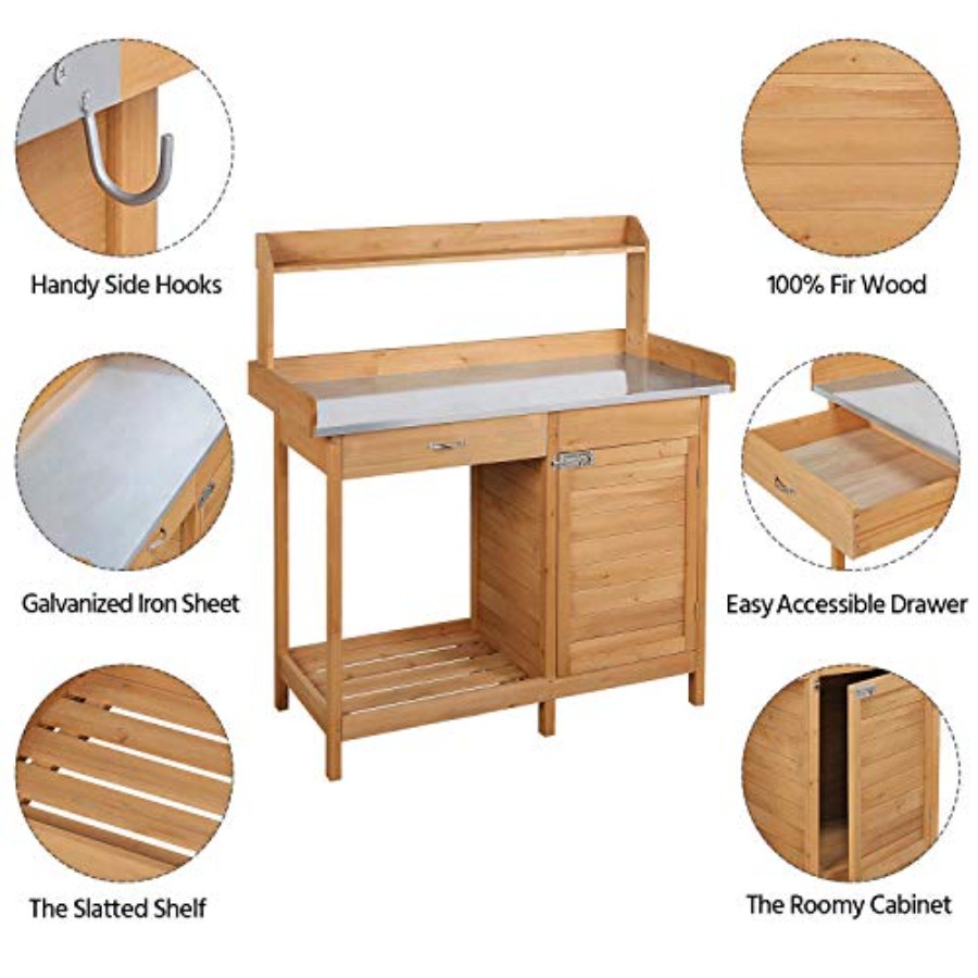 Outdoor potting bench table wo - مراجعة Workbench Woodworking وسعره