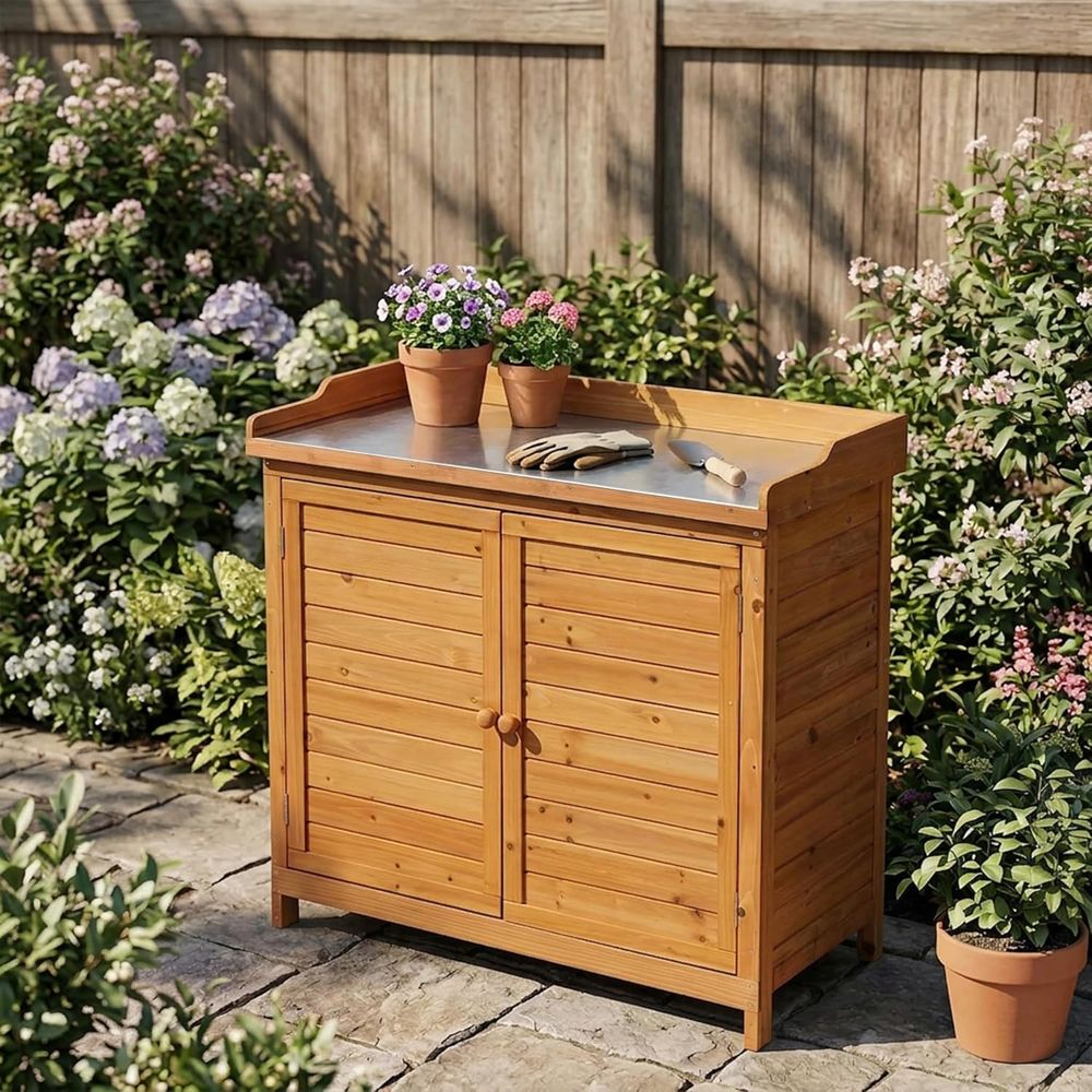 Outdoor Patio Wood Storage Cab - مراجعة Workbench Woodworking وسعره