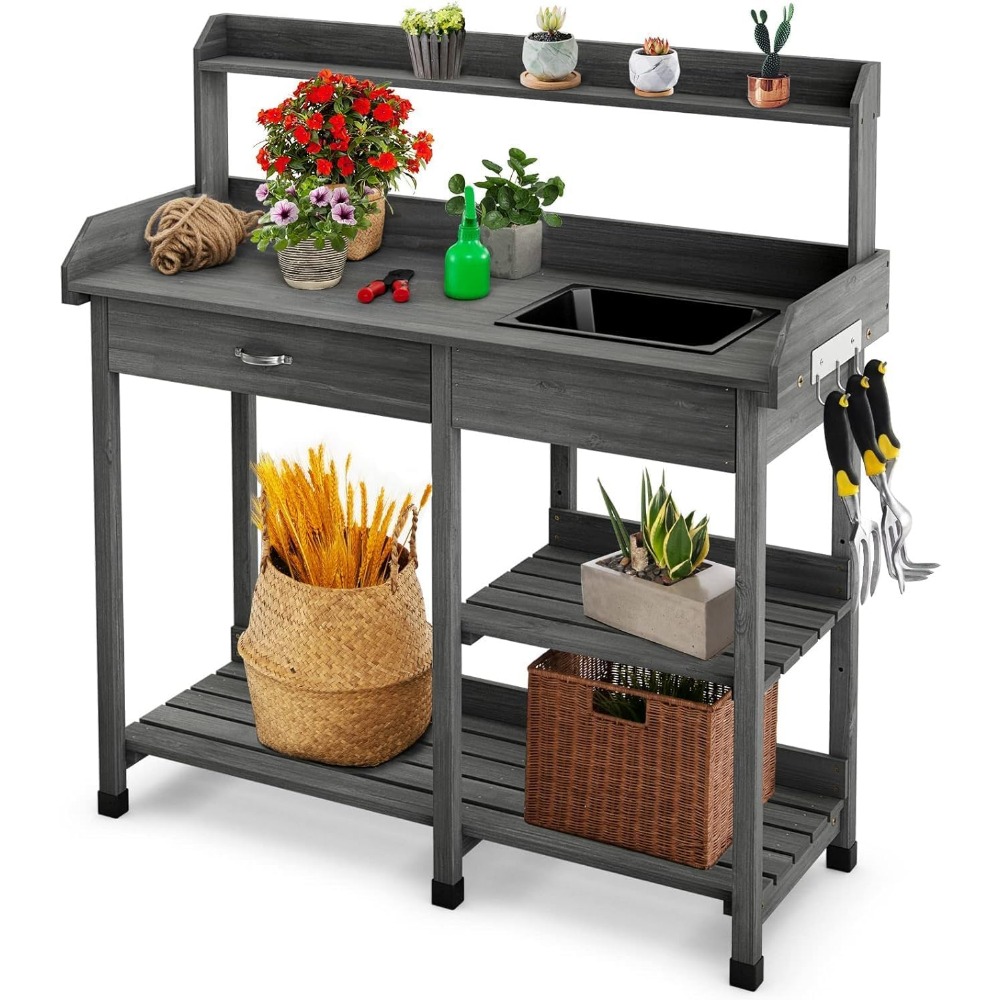 Potting Bench Table Patio Outd - مراجعة Workbench Woodworking وسعره