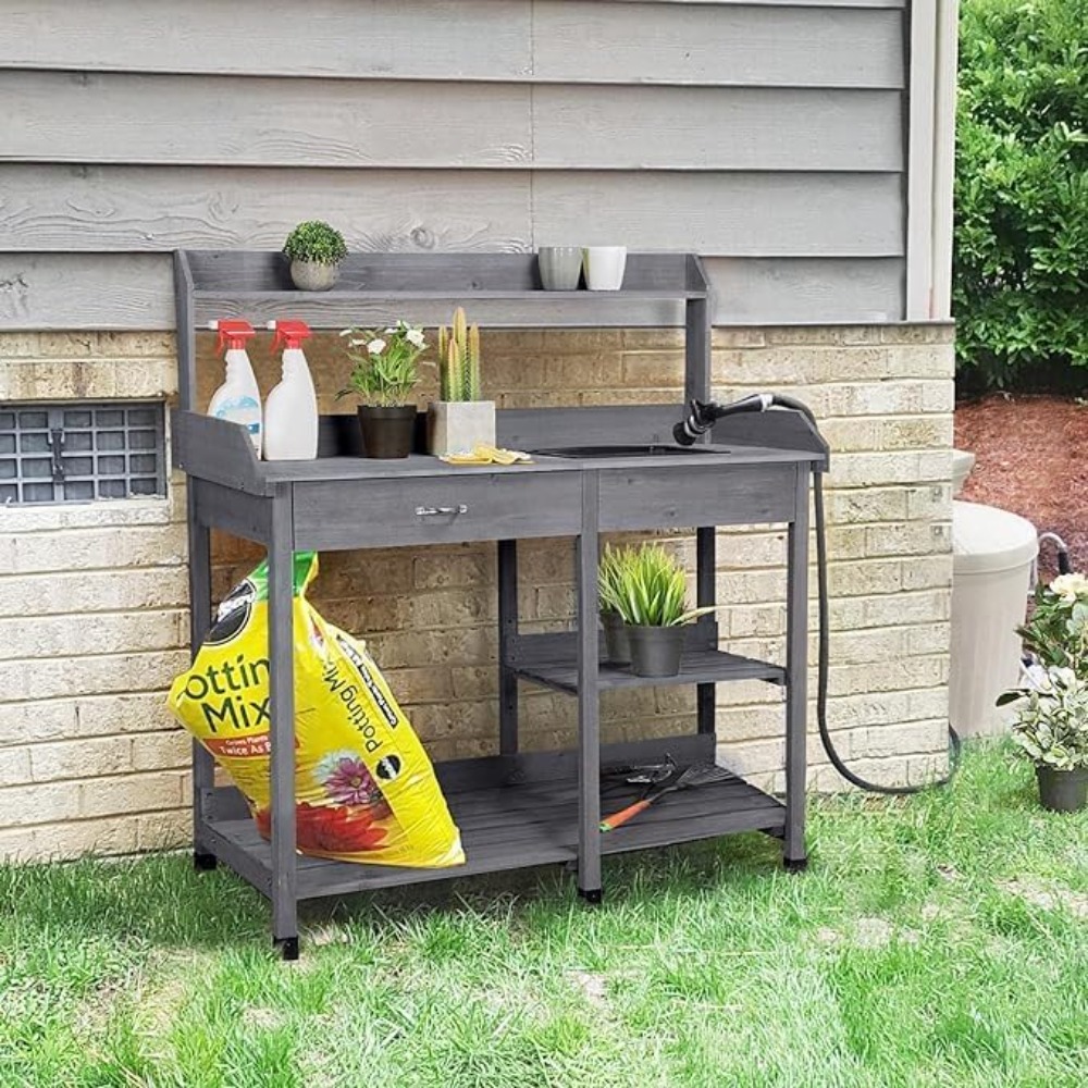 Potting Bench Table Patio Outd - مراجعة Workbench Woodworking وسعره