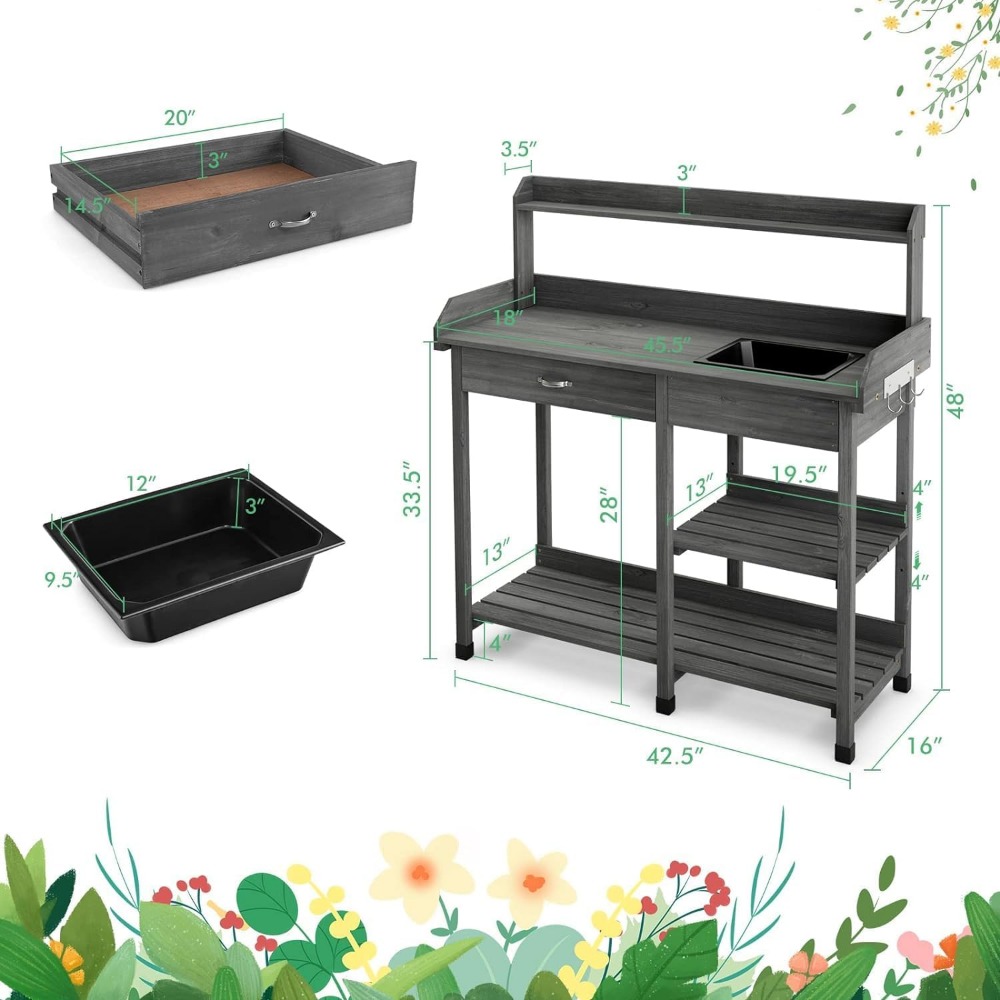 Potting Bench Table Patio Outd - مراجعة Workbench Woodworking وسعره