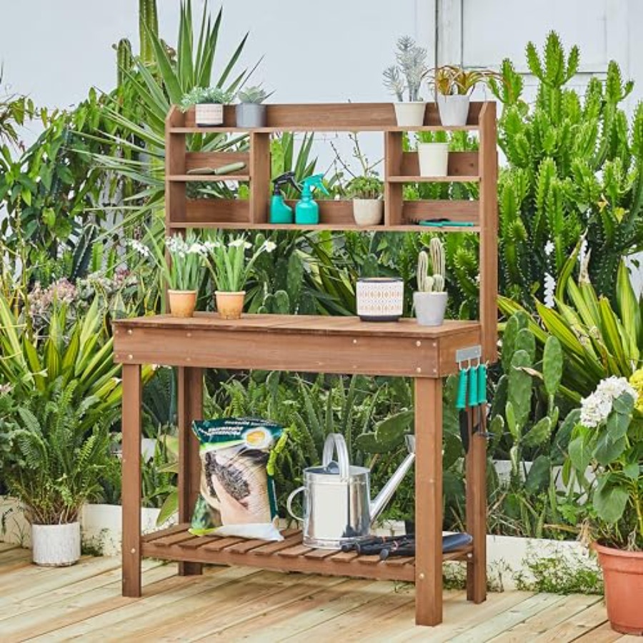 Potting Bench Table for Hortic - مراجعة Workbench Woodworking وسعره