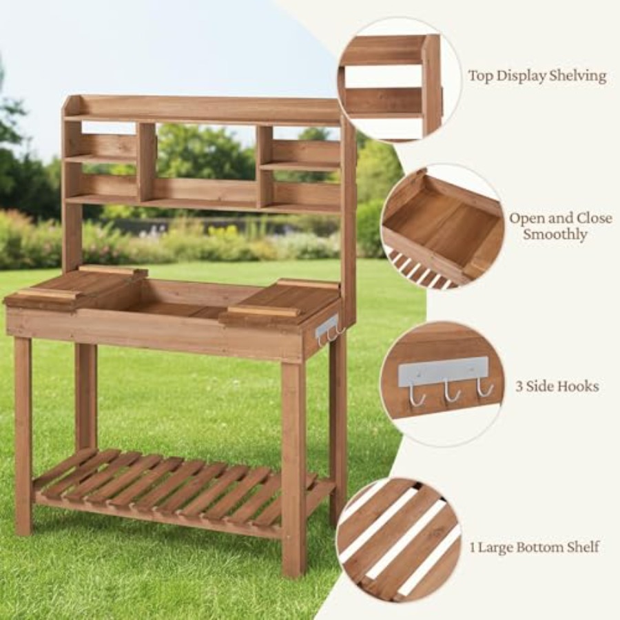 Potting Bench Table for Hortic - مراجعة Workbench Woodworking وسعره