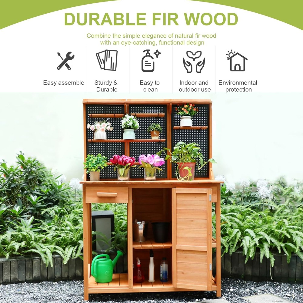 Outdoor Potting Bench,Wooden P - مراجعة Workbench Woodworking وسعره