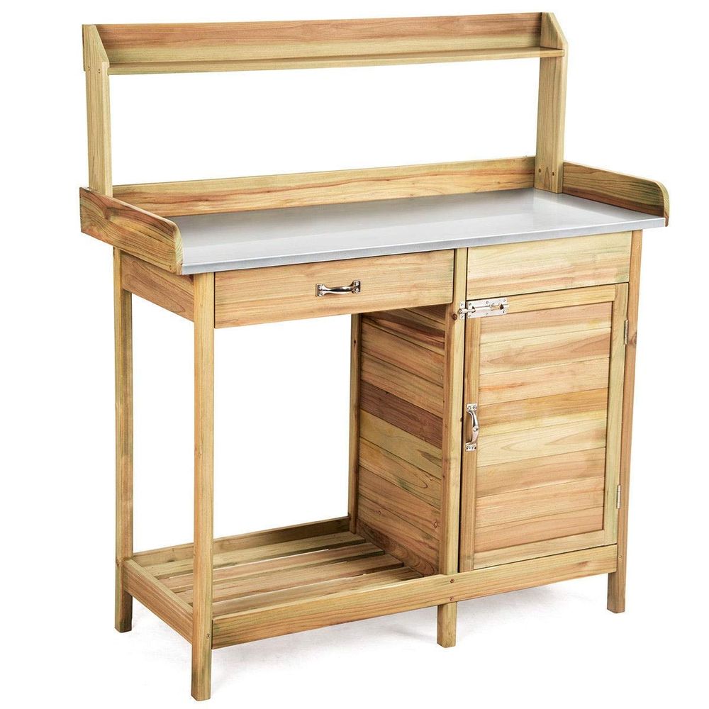 Garden Wooden Work Station Pot - مراجعة Workbench Woodworking وسعره