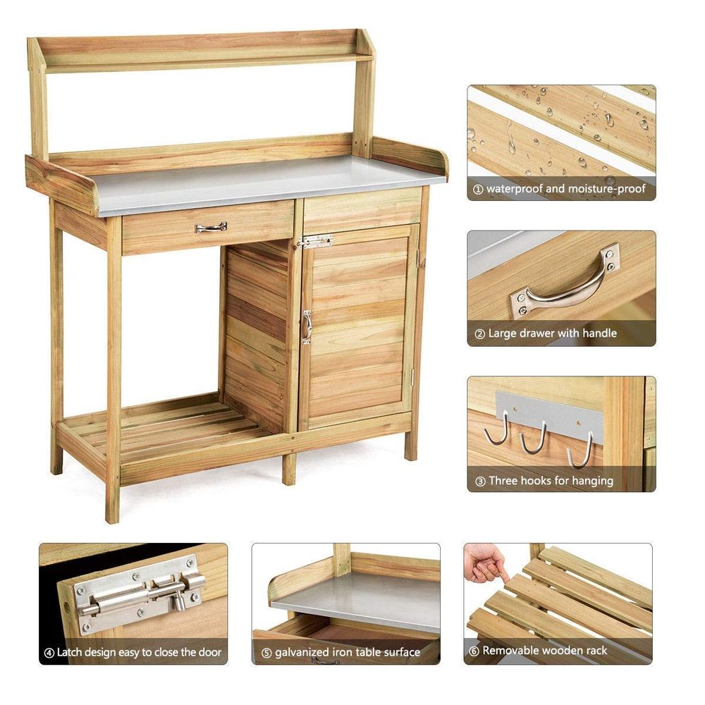 Garden Wooden Work Station Pot - مراجعة Workbench Woodworking وسعره