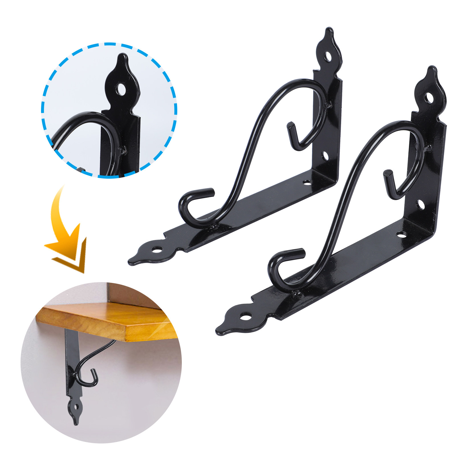 2Pcs Rustic Iron Wall Shelf Br - مراجعة Woodworking Kitchen Projects وسعره